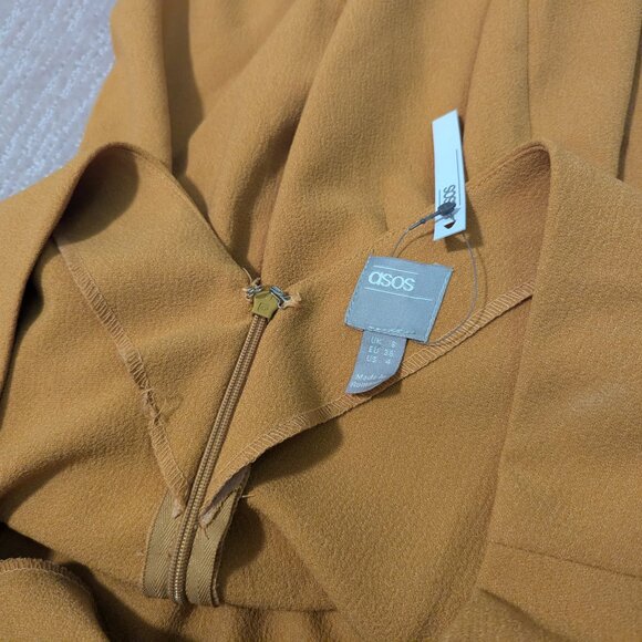 US 4 ASOS Wiggle Mini Dress in Gold NWT - Picture 3 of 7